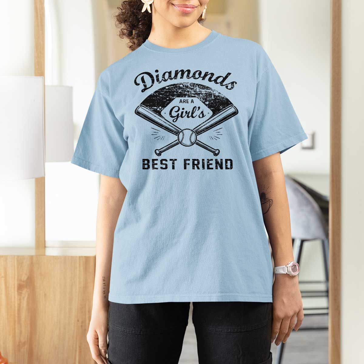 Softball Mom Gift T Shirt For Women Diamonds Are A Girls Best Friend