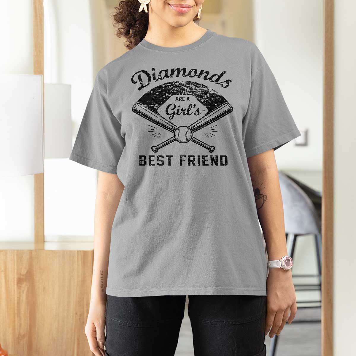 Softball Mom Gift T Shirt For Women Diamonds Are A Girls Best Friend