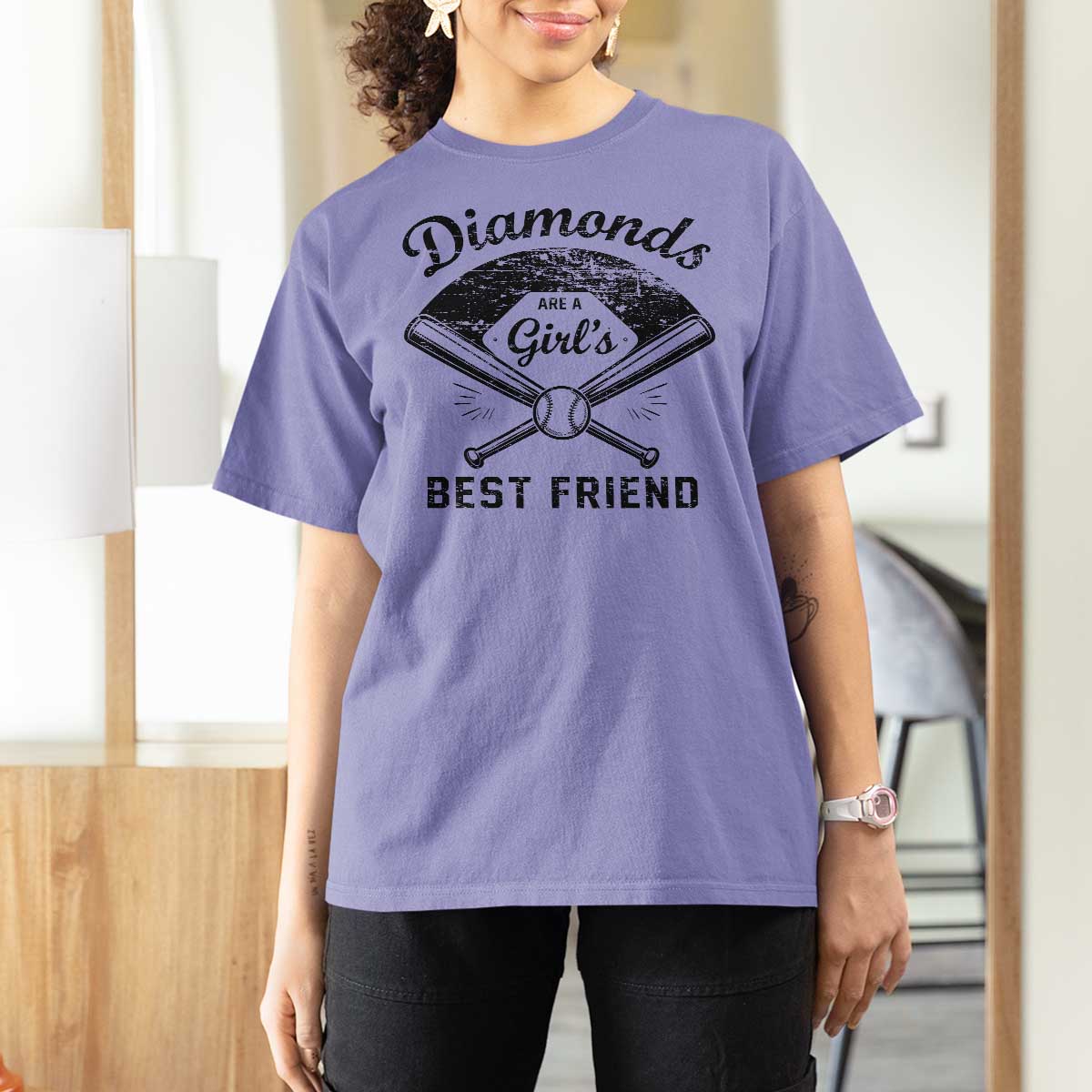 Softball Mom Gift T Shirt For Women Diamonds Are A Girls Best Friend