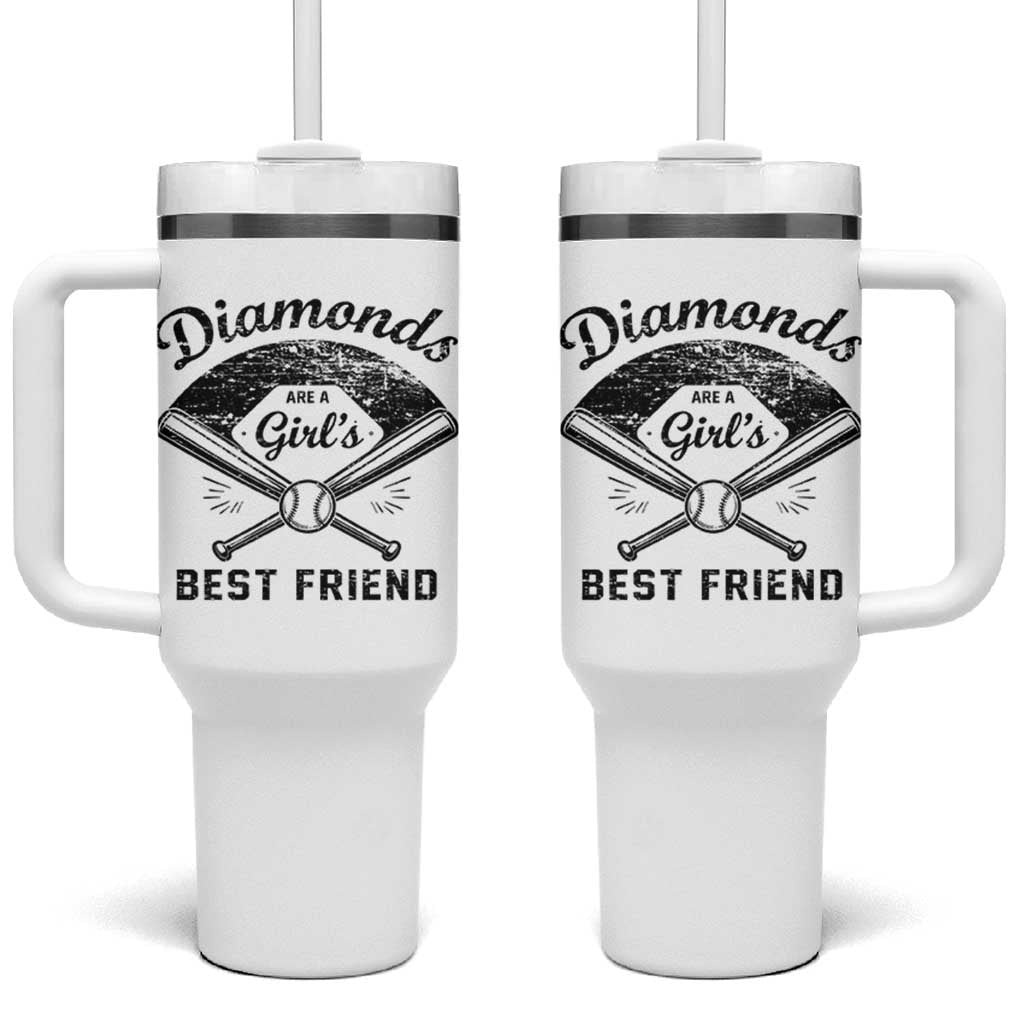 Softball Mom Gift Tumbler With Handle Diamonds Are A Girls Best Friend