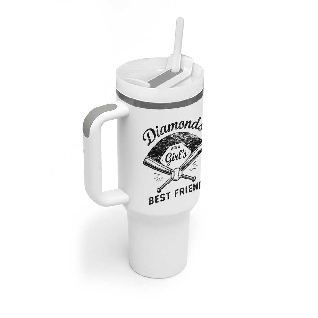 Softball Mom Gift Tumbler With Handle Diamonds Are A Girls Best Friend