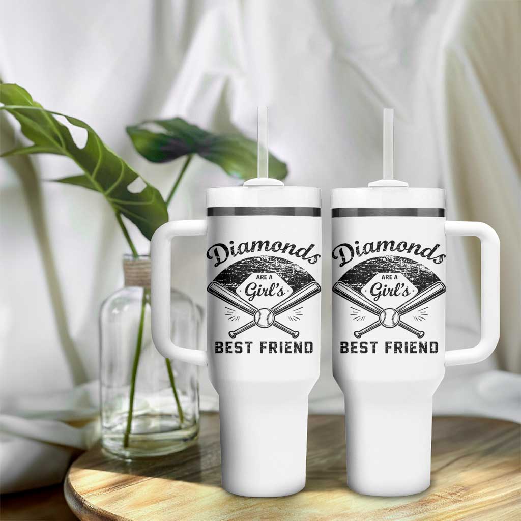 Softball Mom Gift Tumbler With Handle Diamonds Are A Girls Best Friend