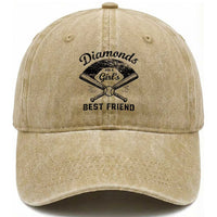 Softball Mom Gift Washed Cotton Baseball Cap Diamonds Are A Girls Best Friend