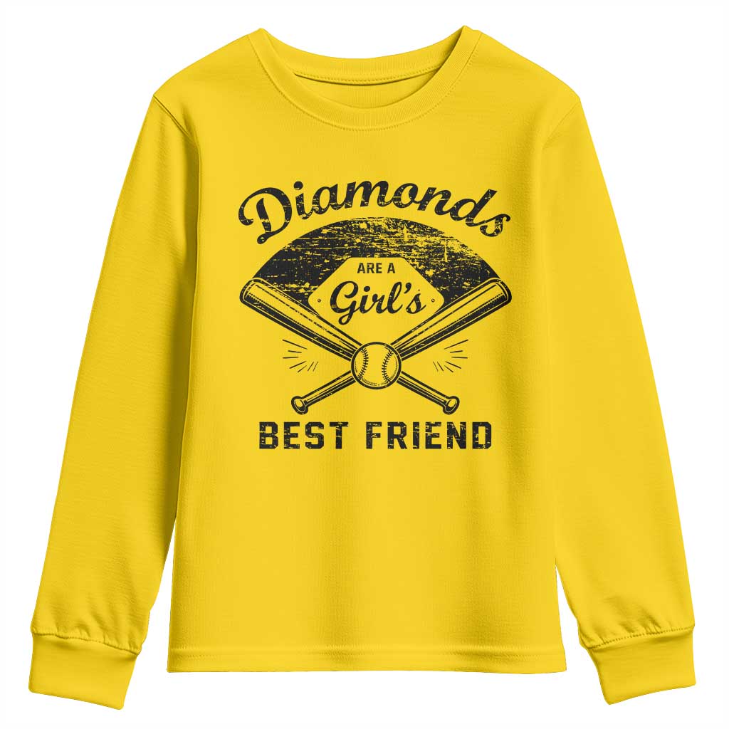 Softball Mom Gift Youth Sweatshirt Diamonds Are A Girls Best Friend