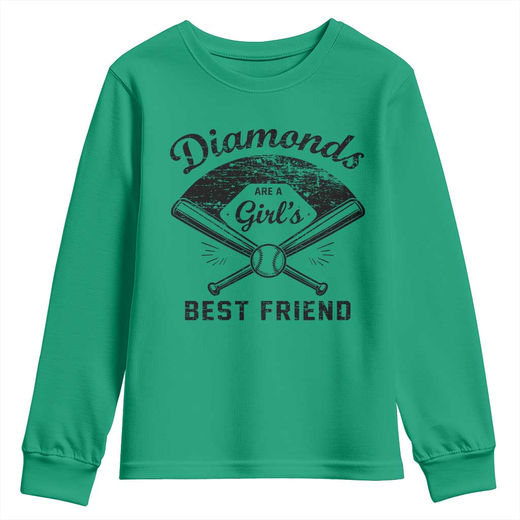 Softball Mom Gift Youth Sweatshirt Diamonds Are A Girls Best Friend
