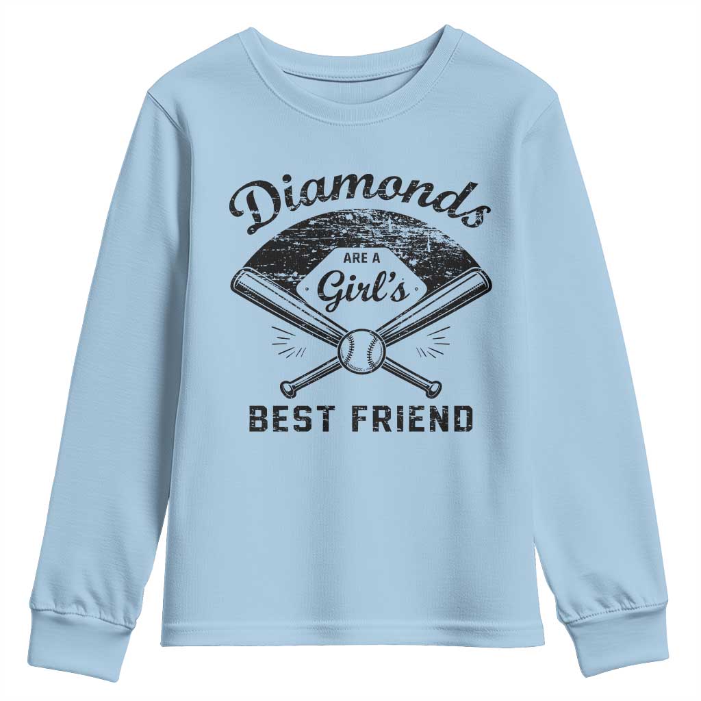 Softball Mom Gift Youth Sweatshirt Diamonds Are A Girls Best Friend