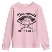 Softball Mom Gift Youth Sweatshirt Diamonds Are A Girls Best Friend