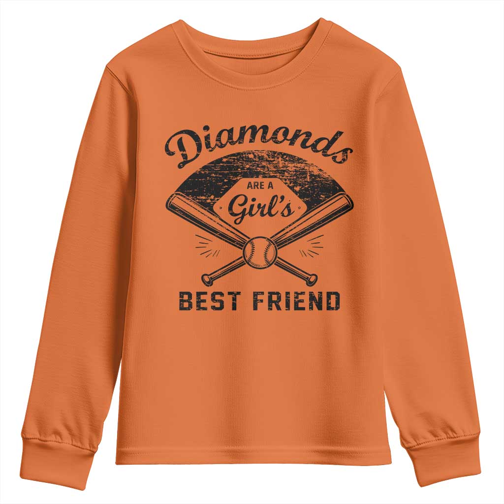 Softball Mom Gift Youth Sweatshirt Diamonds Are A Girls Best Friend
