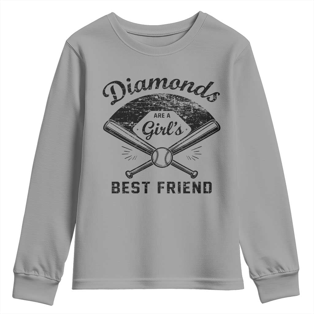 Softball Mom Gift Youth Sweatshirt Diamonds Are A Girls Best Friend