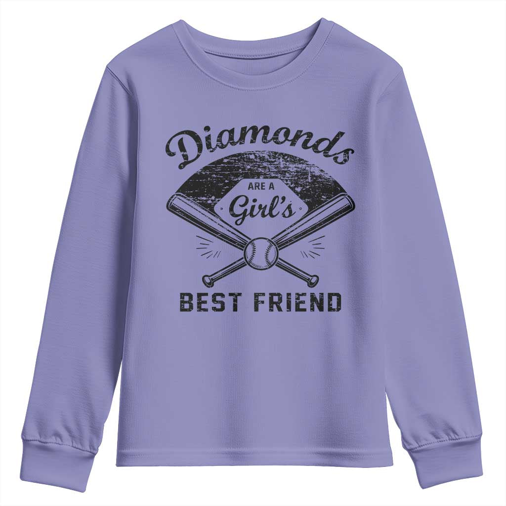 Softball Mom Gift Youth Sweatshirt Diamonds Are A Girls Best Friend
