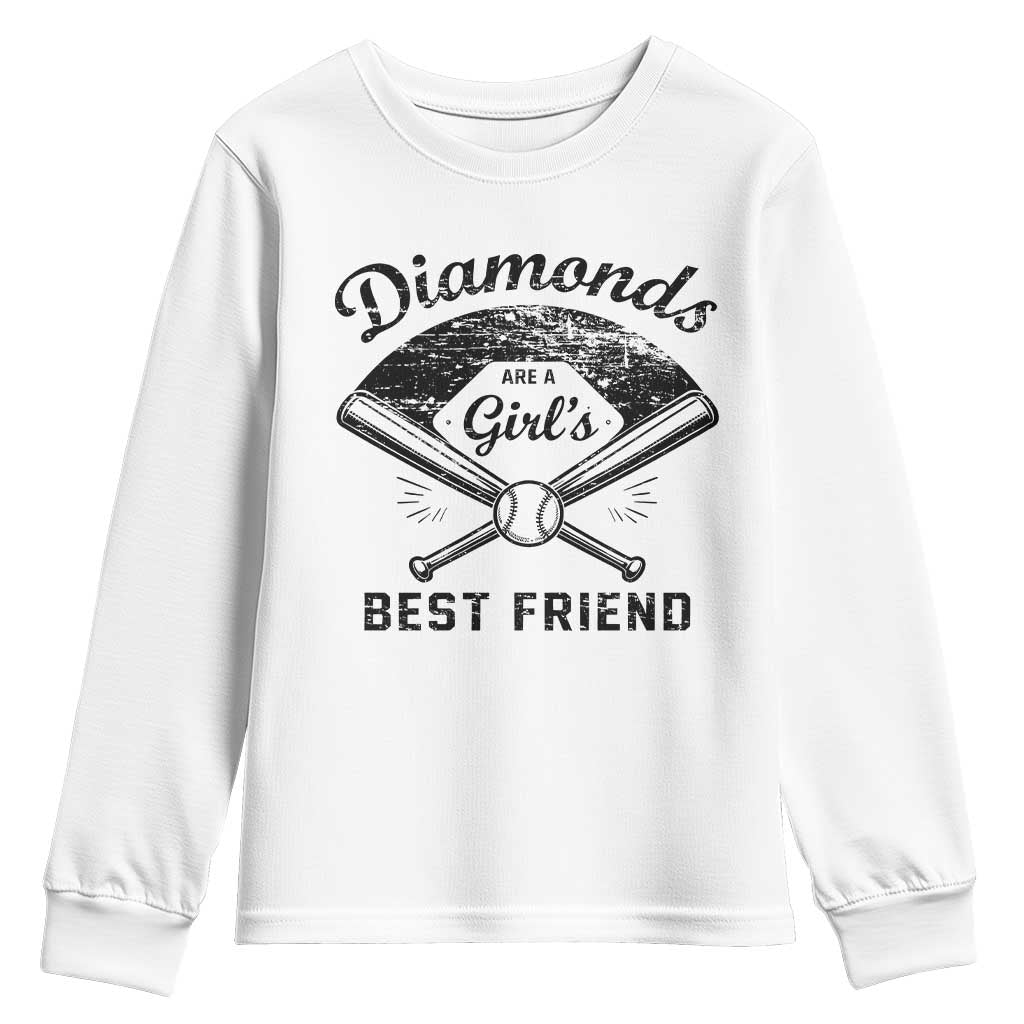 Softball Mom Gift Youth Sweatshirt Diamonds Are A Girls Best Friend