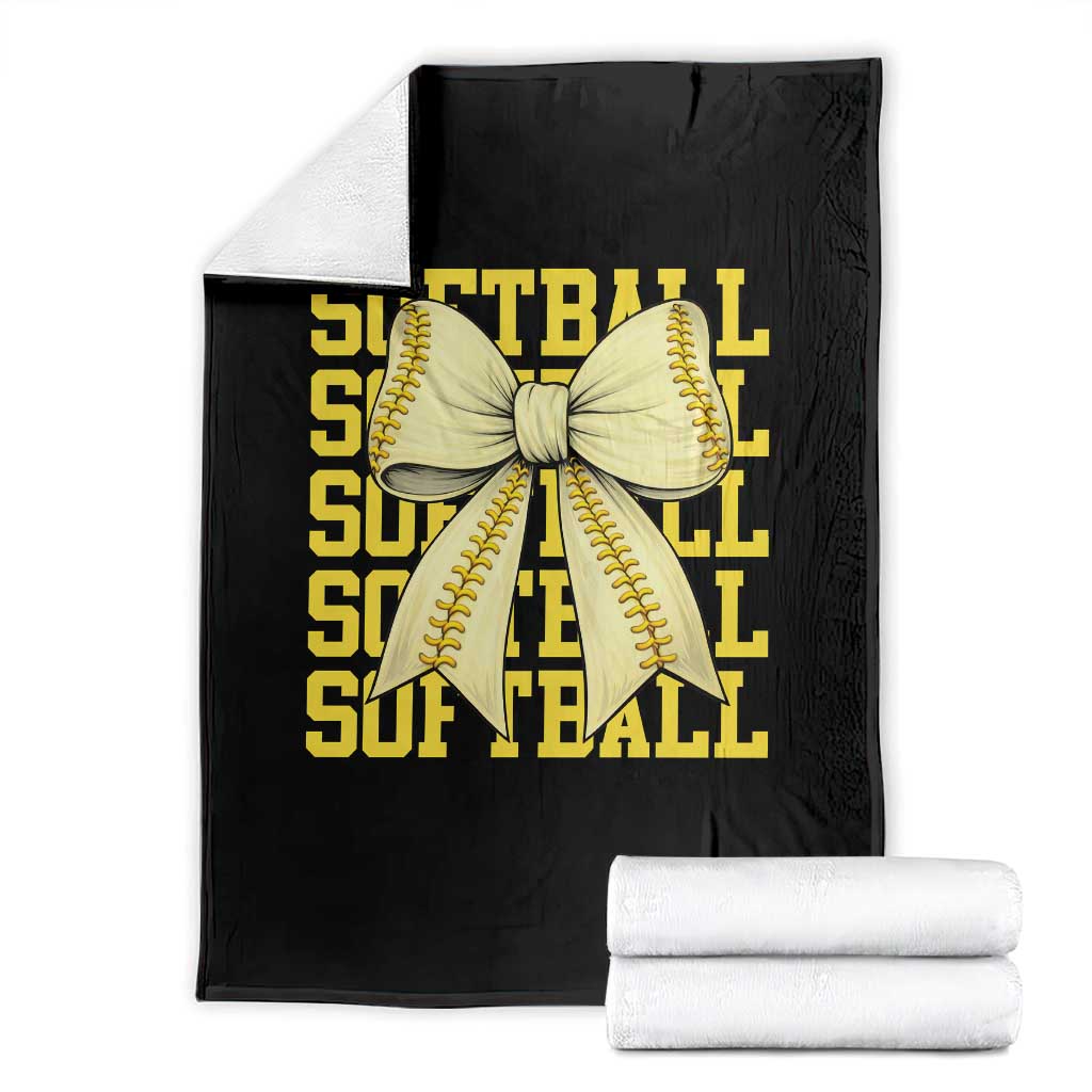 Softball Bow Throw Blanket Sister Sport Lovers Girls Team