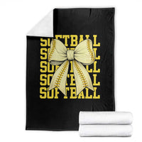 Softball Bow Throw Blanket Sister Sport Lovers Girls Team
