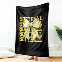 Softball Bow Throw Blanket Sister Sport Lovers Girls Team