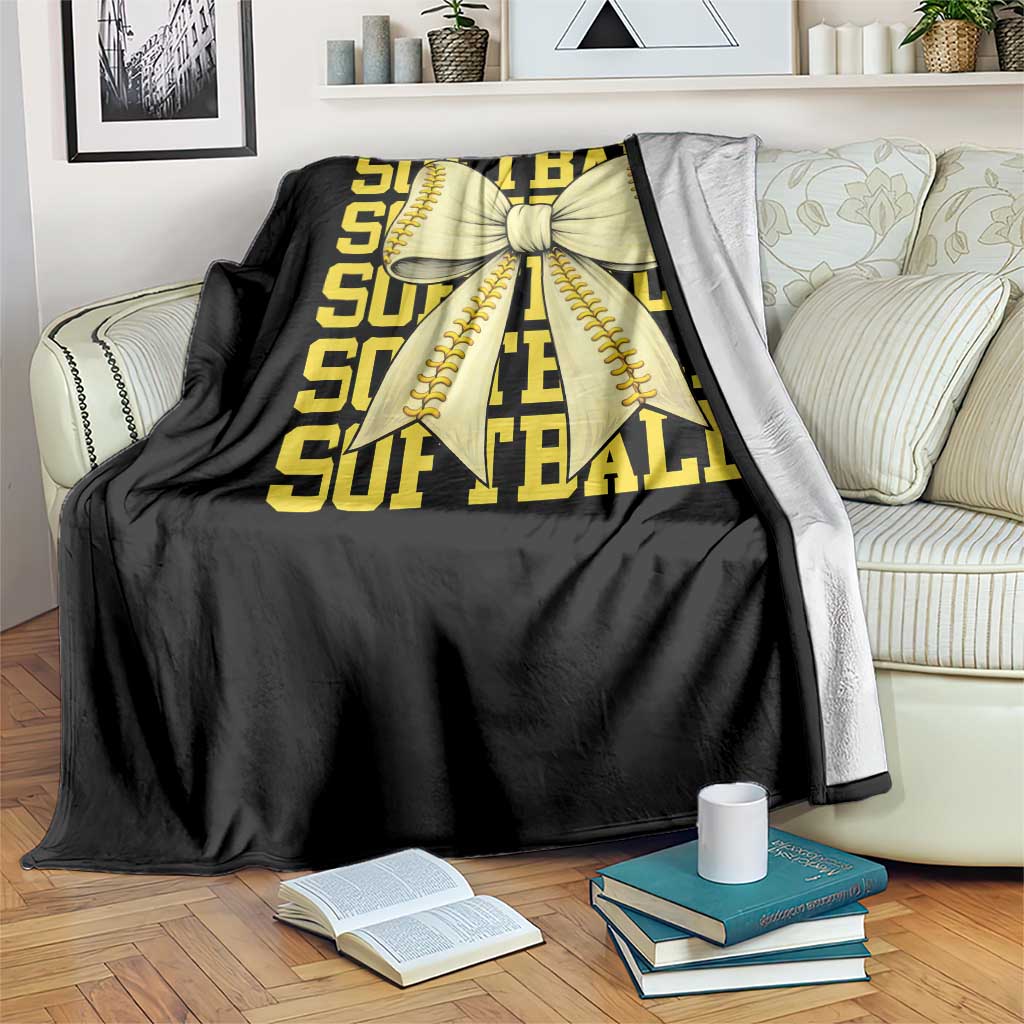 Softball Bow Throw Blanket Sister Sport Lovers Girls Team