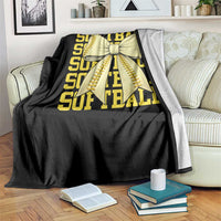 Softball Bow Throw Blanket Sister Sport Lovers Girls Team