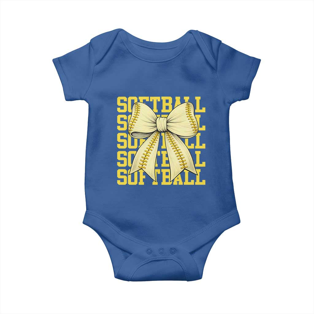 Softball Bow Baby Onesie Sister Sport Lovers Girls Team