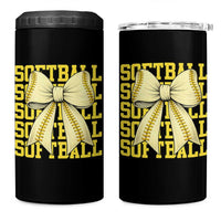 Softball Bow 4 in 1 Can Cooler Tumbler Sister Sport Lovers Girls Team