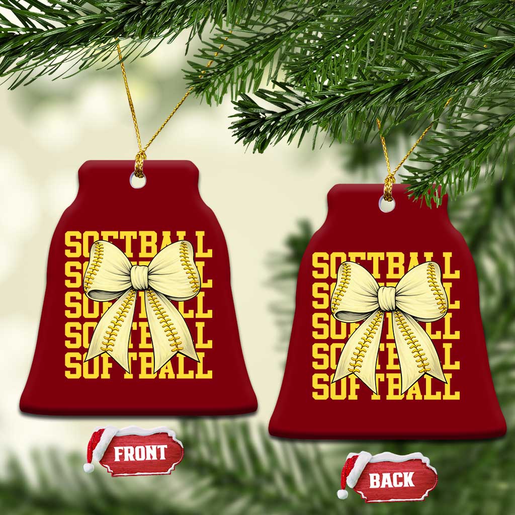 Softball Bow Ceramic Ornament Sister Sport Lovers Girls Team