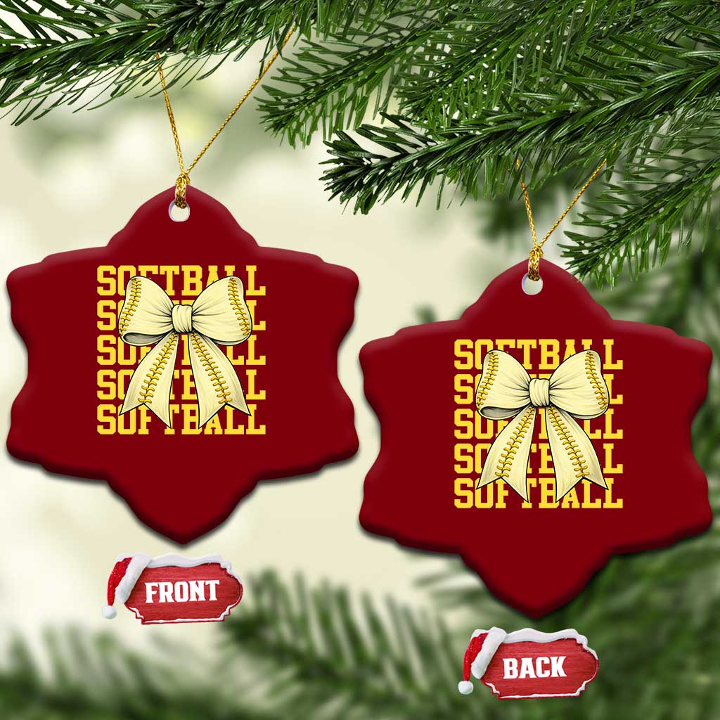 Softball Bow Ceramic Ornament Sister Sport Lovers Girls Team