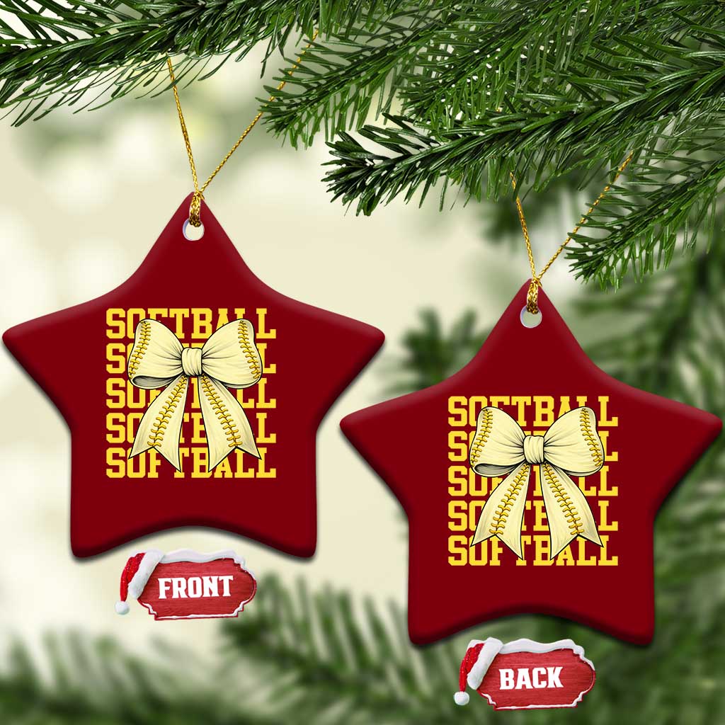 Softball Bow Ceramic Ornament Sister Sport Lovers Girls Team