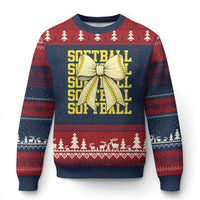 Softball Bow Ugly Christmas Sweater Sister Sport Lovers Girls Team