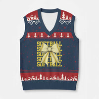 Softball Bow V-Neck Knit Sweater Vest Sister Sport Lovers Girls Team