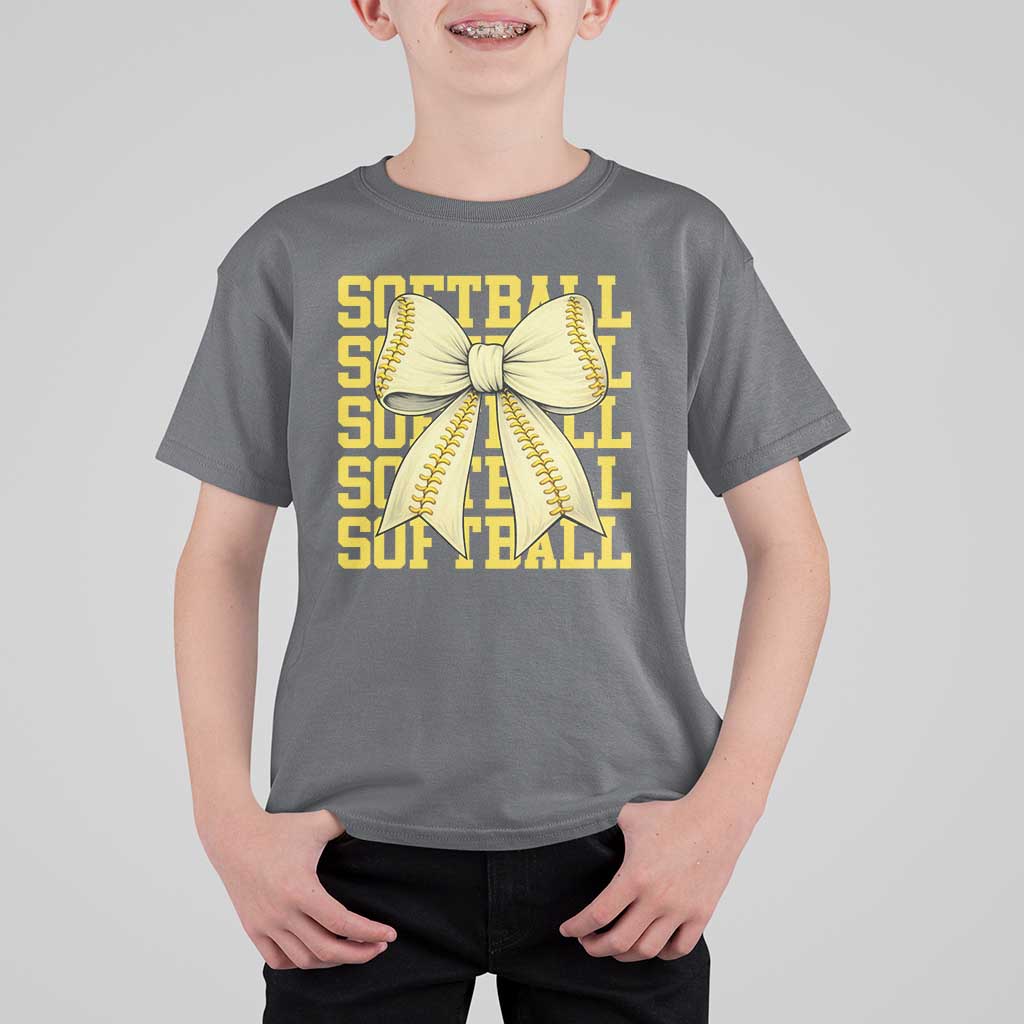 Softball Bow T Shirt For Kid Sister Sport Lovers Girls Team