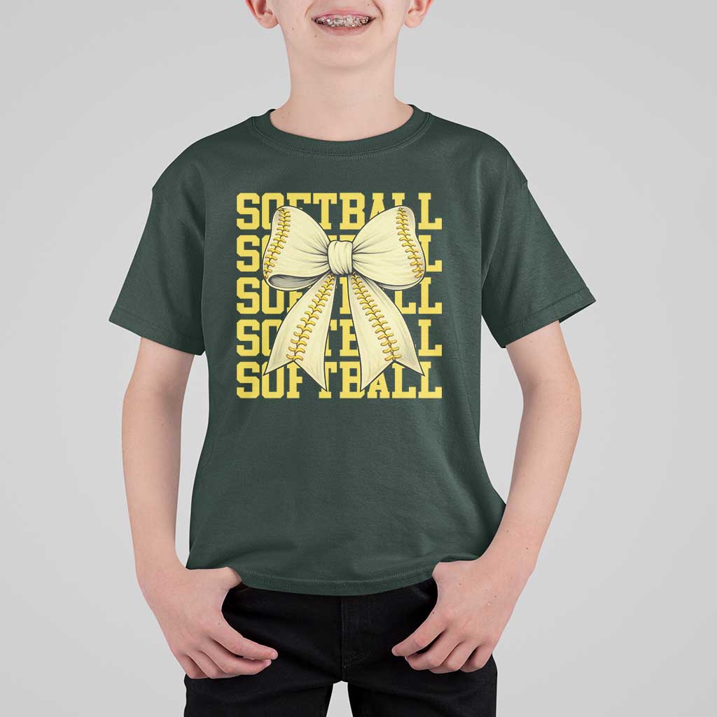 Softball Bow T Shirt For Kid Sister Sport Lovers Girls Team