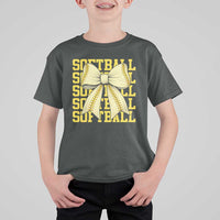 Softball Bow T Shirt For Kid Sister Sport Lovers Girls Team