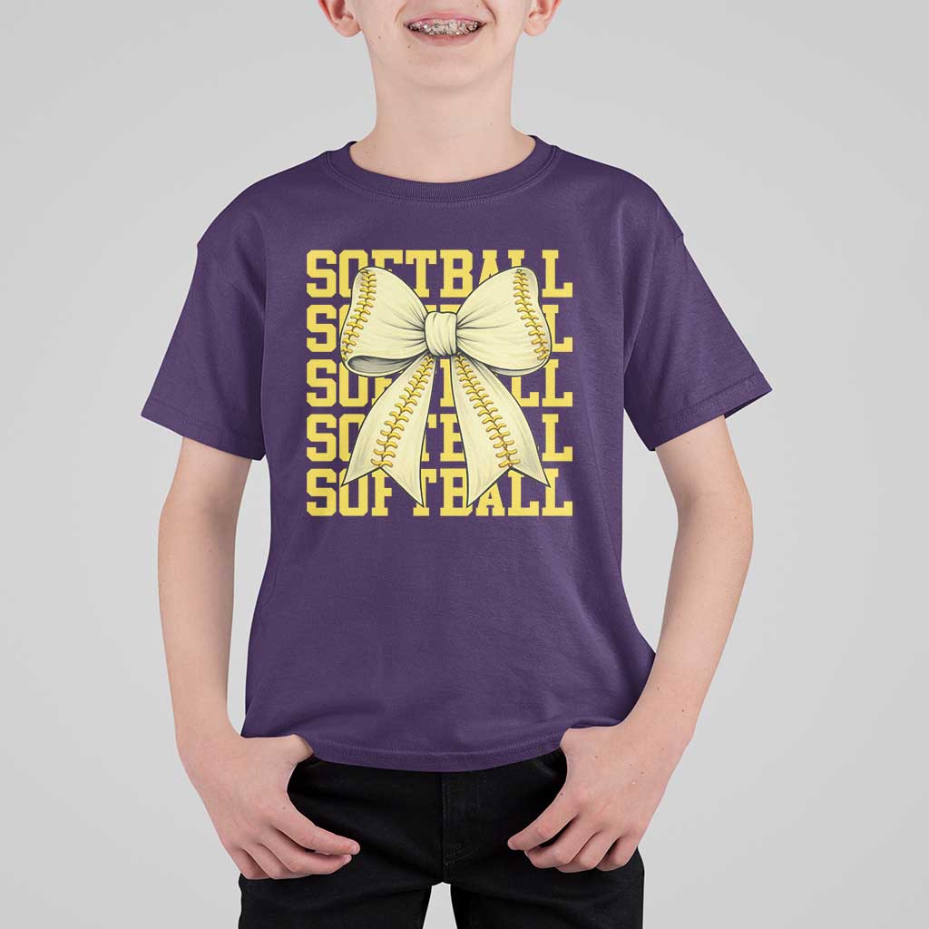 Softball Bow T Shirt For Kid Sister Sport Lovers Girls Team