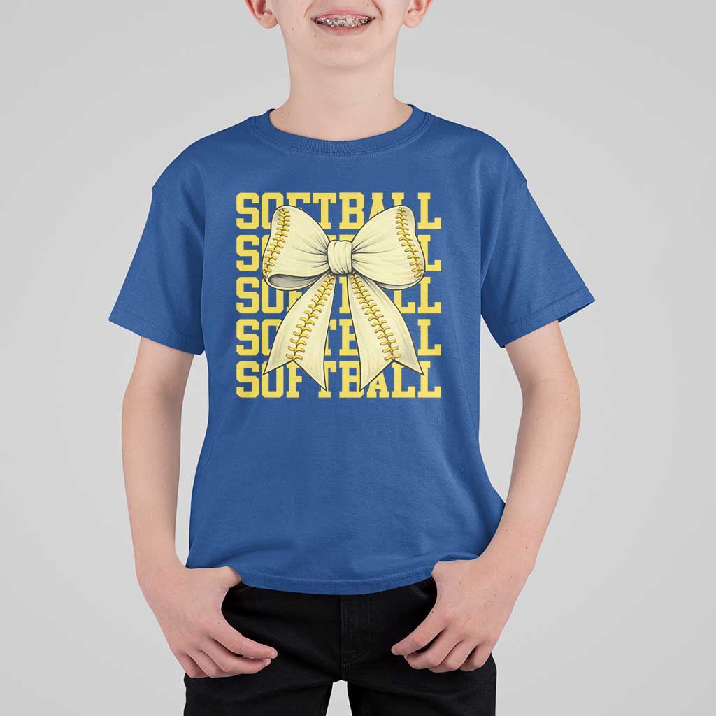 Softball Bow T Shirt For Kid Sister Sport Lovers Girls Team