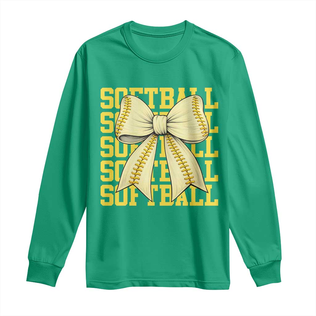 Softball Bow Long Sleeve Shirt Sister Sport Lovers Girls Team