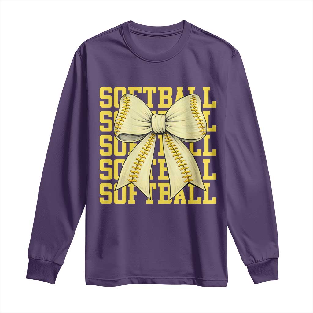 Softball Bow Long Sleeve Shirt Sister Sport Lovers Girls Team