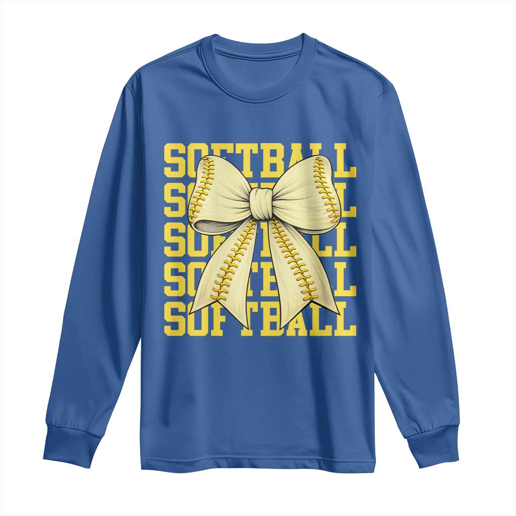 Softball Bow Long Sleeve Shirt Sister Sport Lovers Girls Team
