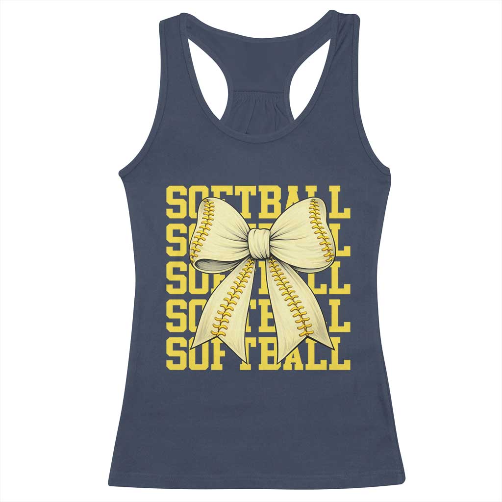 Softball Bow Racerback Tank Top Sister Sport Lovers Girls Team