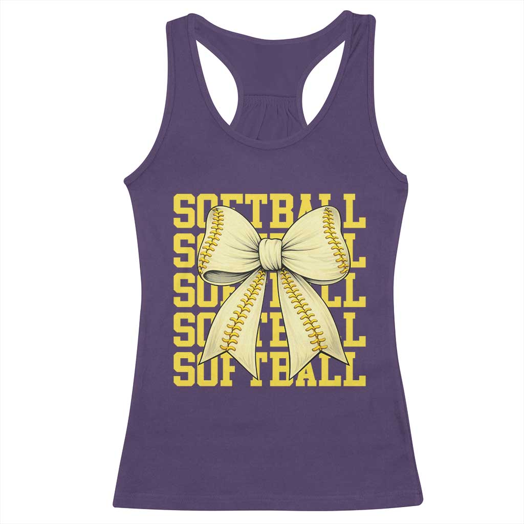 Softball Bow Racerback Tank Top Sister Sport Lovers Girls Team