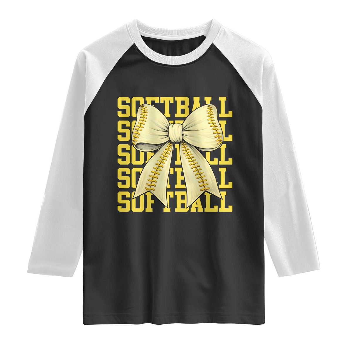Softball Bow Raglan Shirt Sister Sport Lovers Girls Team