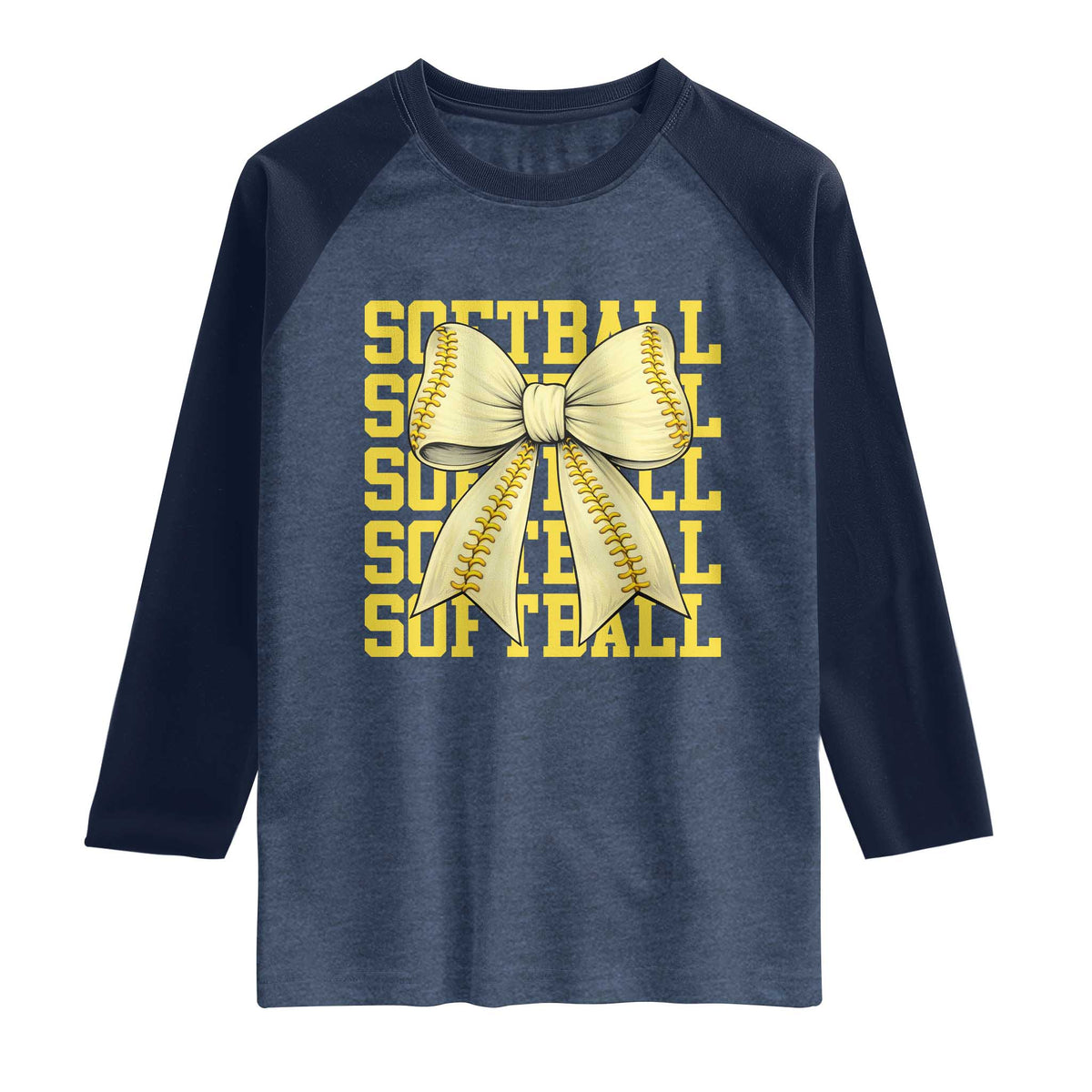 Softball Bow Raglan Shirt Sister Sport Lovers Girls Team