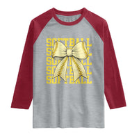 Softball Bow Raglan Shirt Sister Sport Lovers Girls Team