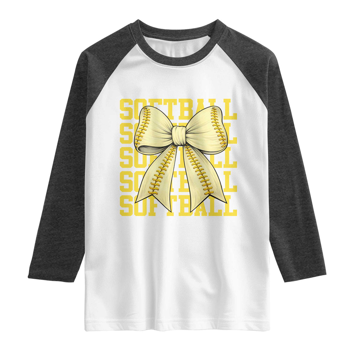 Softball Bow Raglan Shirt Sister Sport Lovers Girls Team