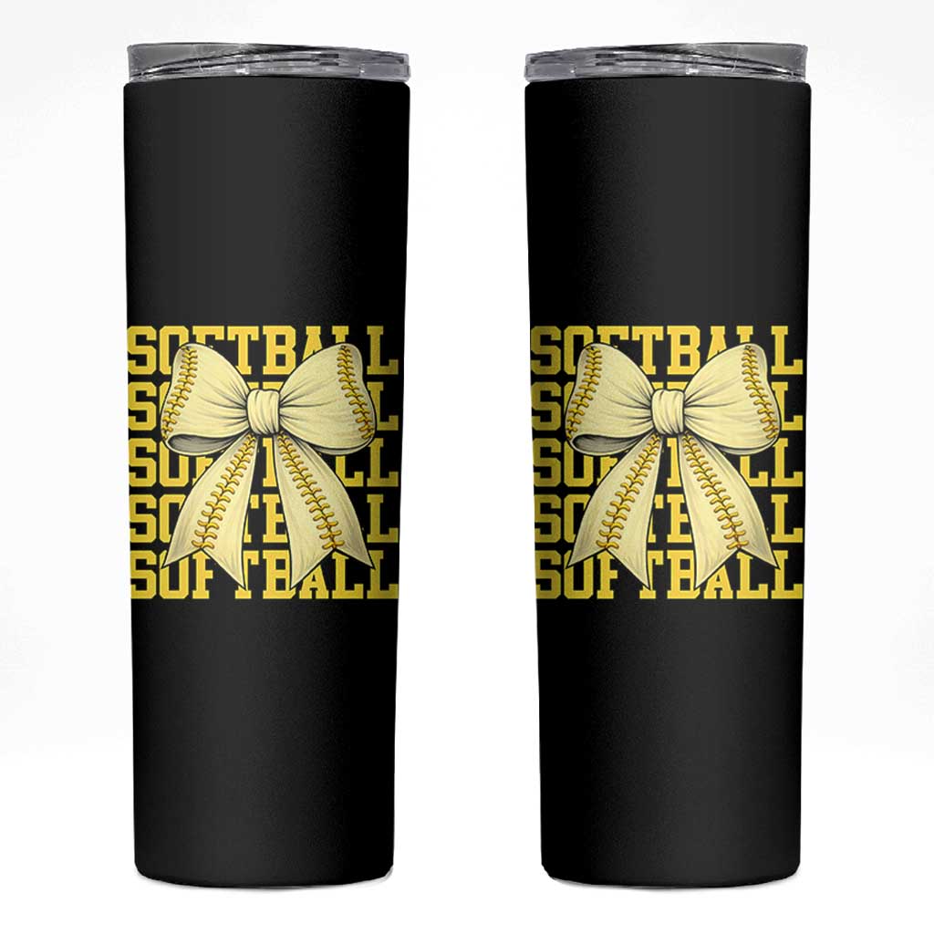 Softball Bow Skinny Tumbler Sister Sport Lovers Girls Team