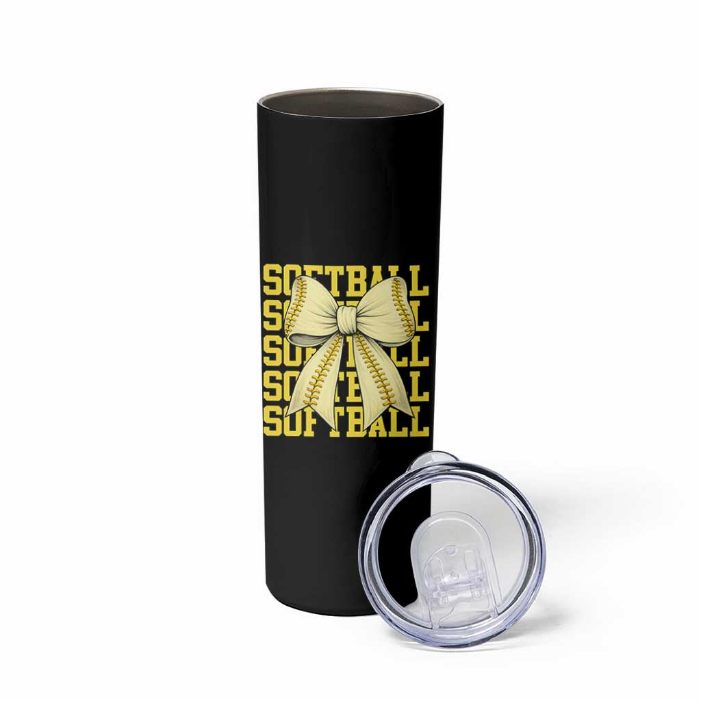 Softball Bow Skinny Tumbler Sister Sport Lovers Girls Team