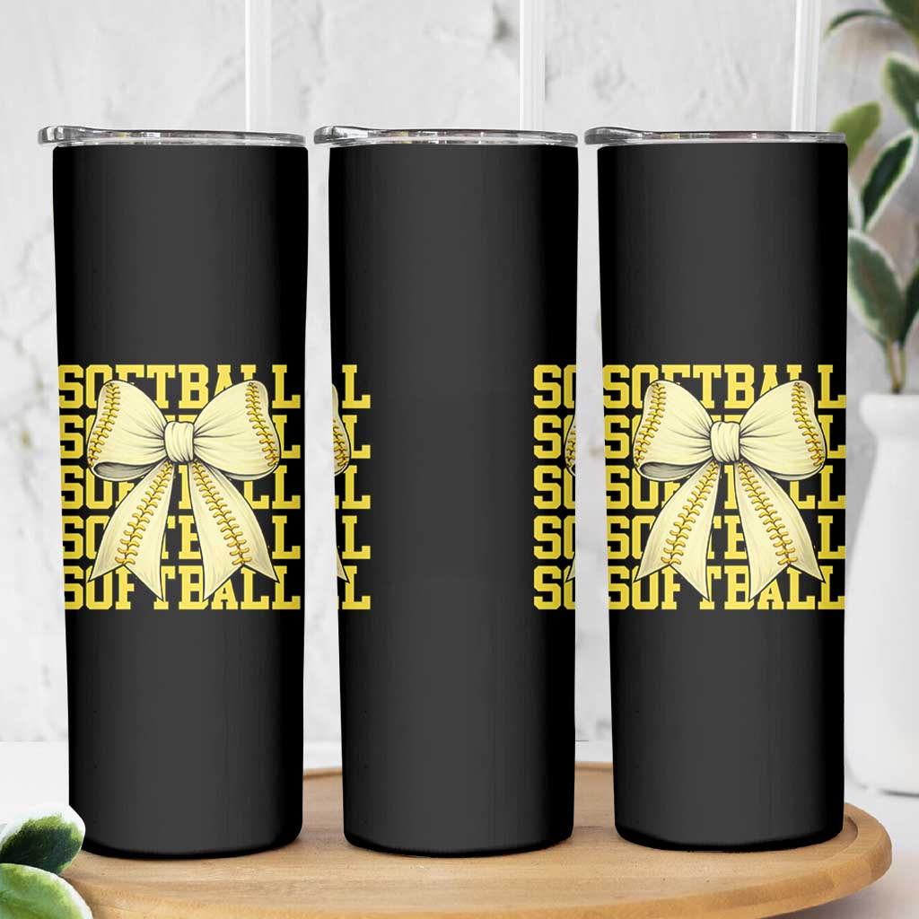 Softball Bow Skinny Tumbler Sister Sport Lovers Girls Team