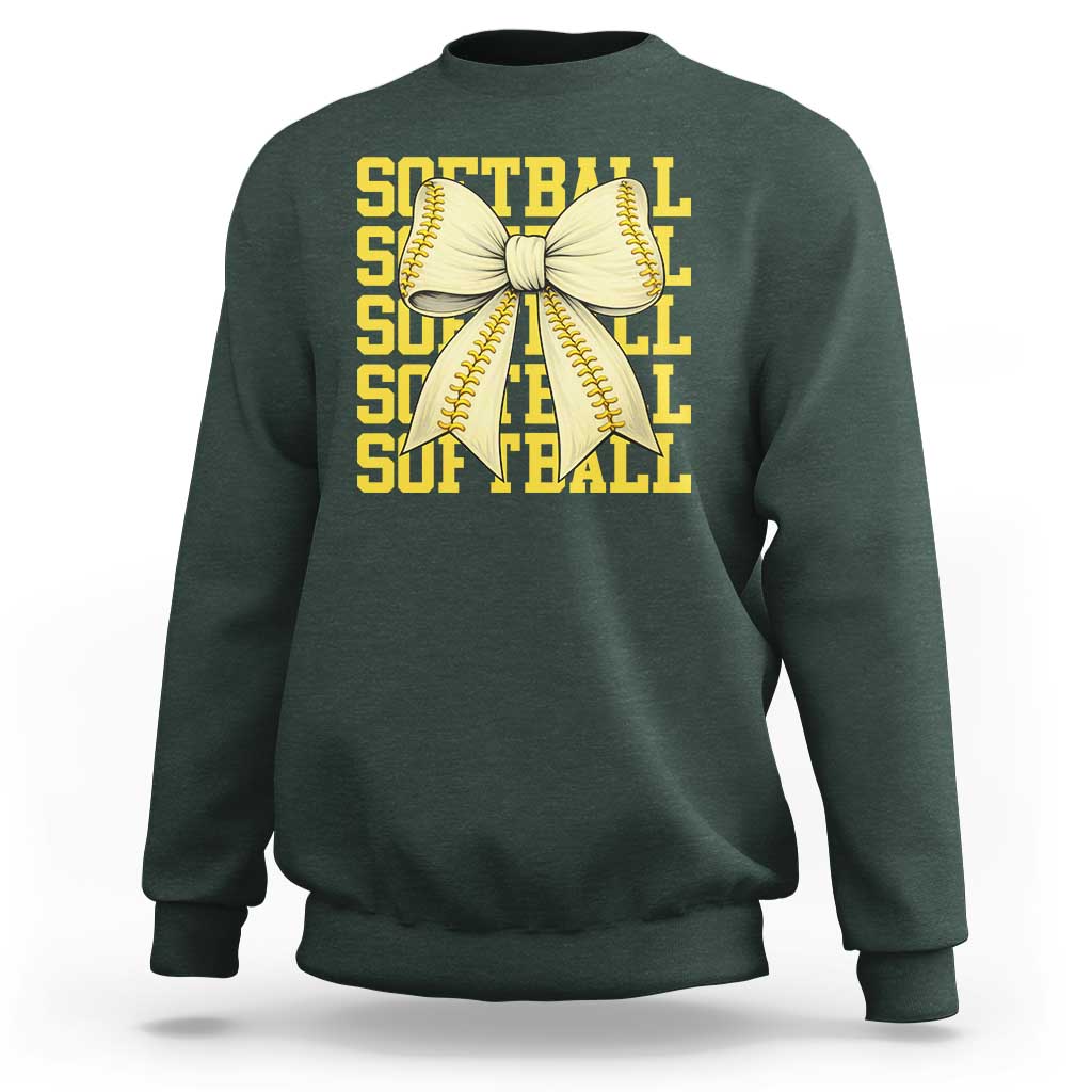 Softball Bow Sweatshirt Sister Sport Lovers Girls Team