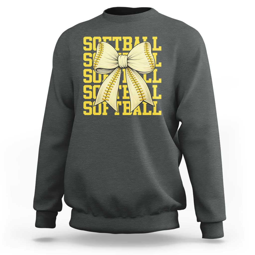Softball Bow Sweatshirt Sister Sport Lovers Girls Team