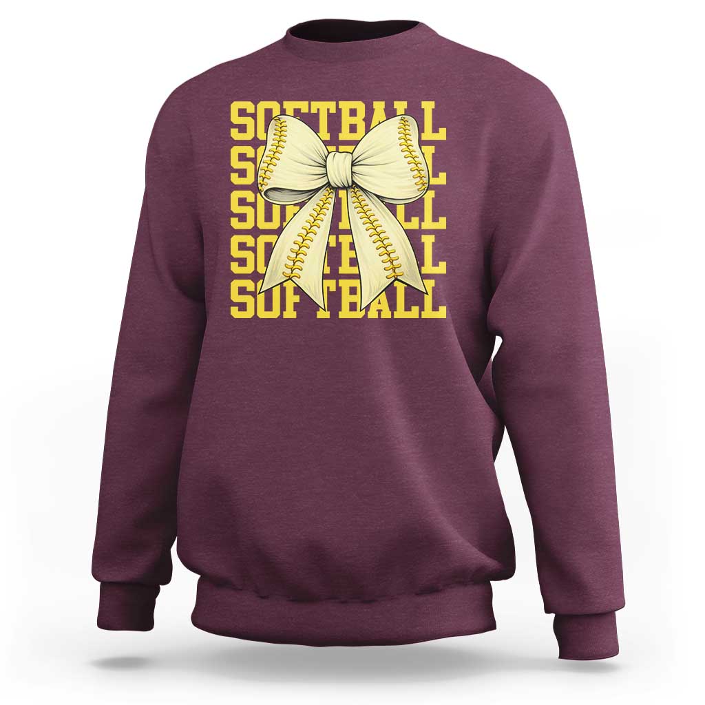 Softball Bow Sweatshirt Sister Sport Lovers Girls Team