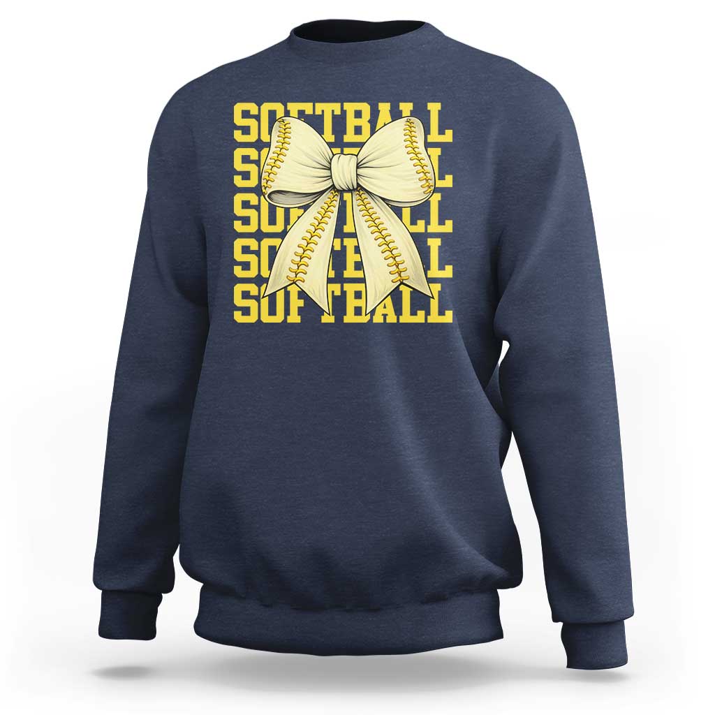 Softball Bow Sweatshirt Sister Sport Lovers Girls Team