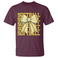 Softball Bow T Shirt Sister Sport Lovers Girls Team