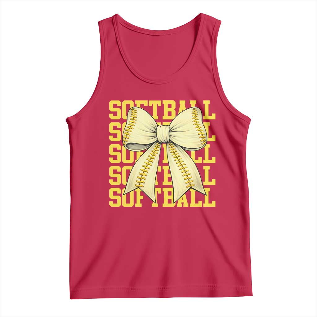 Softball Bow Tank Top Sister Sport Lovers Girls Team